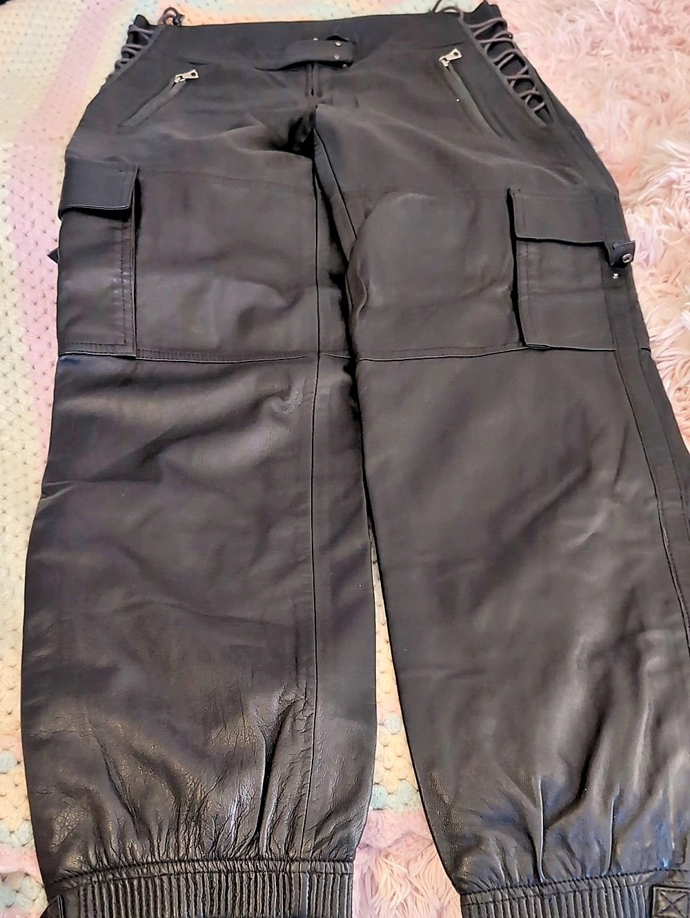 Elie Tahari Brown Leather Cargo Pants Size 6